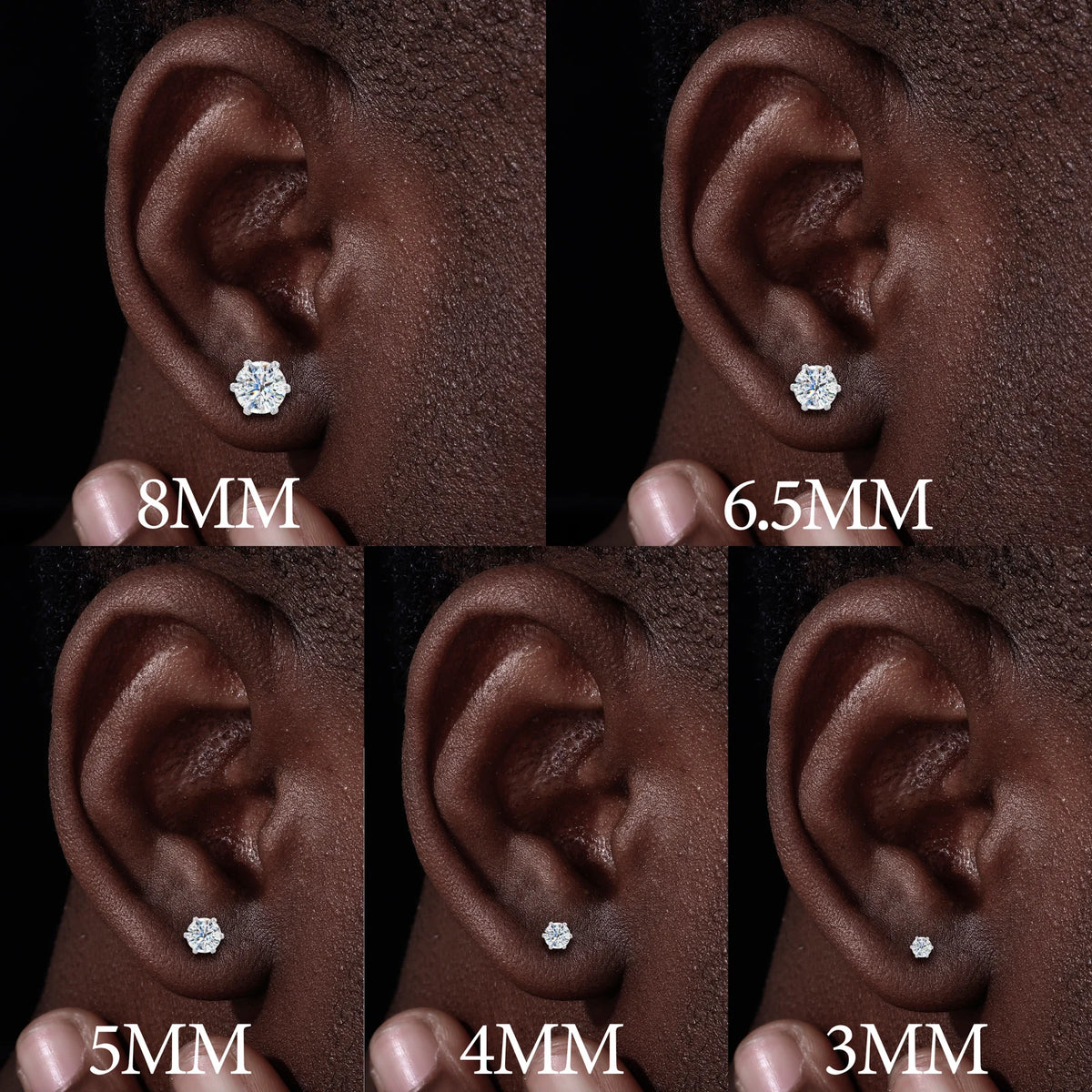 Gold-Plated Moissanite Diamond 6-Prong Solitaire Stud Earrings