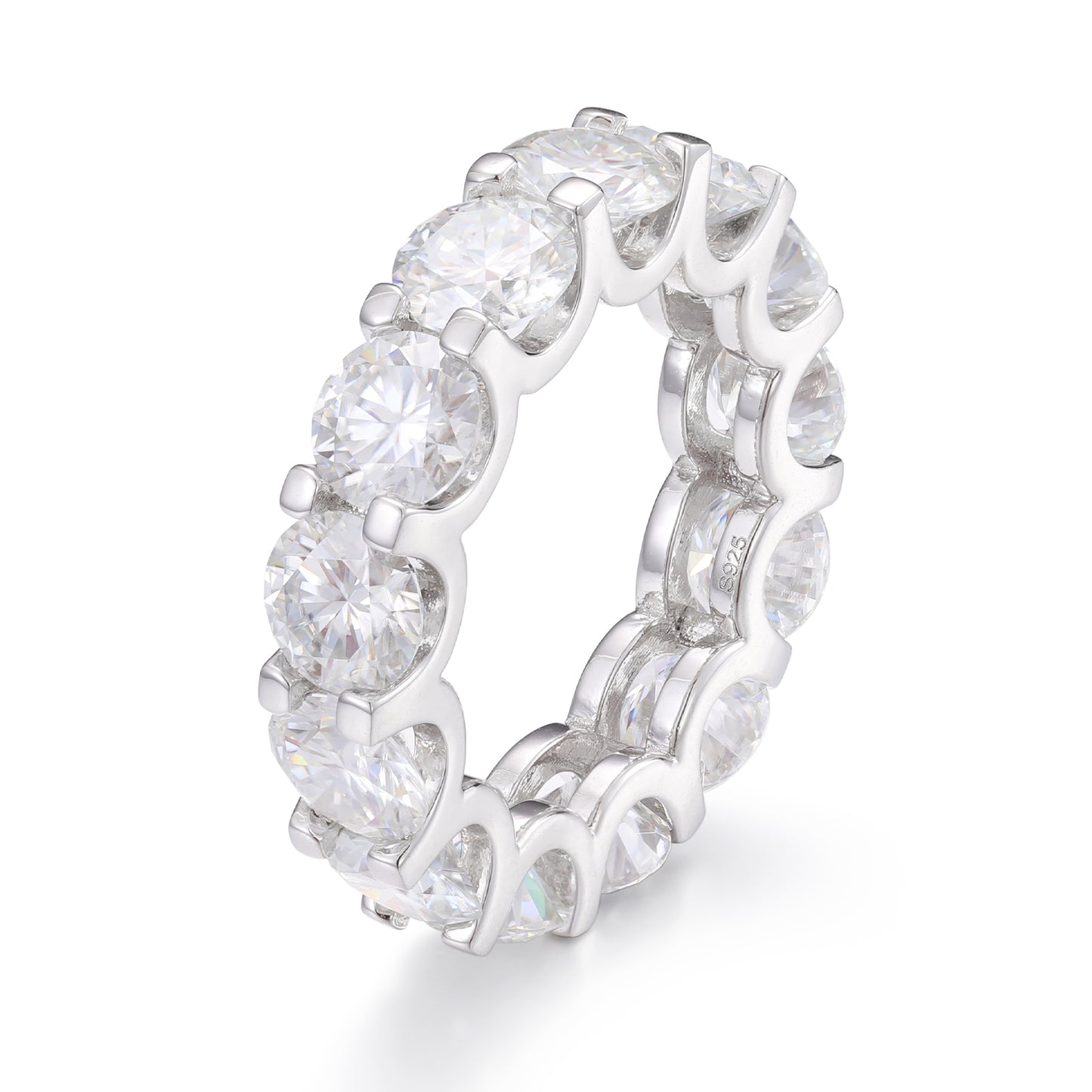 6.5mm Moissanite Eternity Ring Gold Plated 925 Sterling Silver VVS1