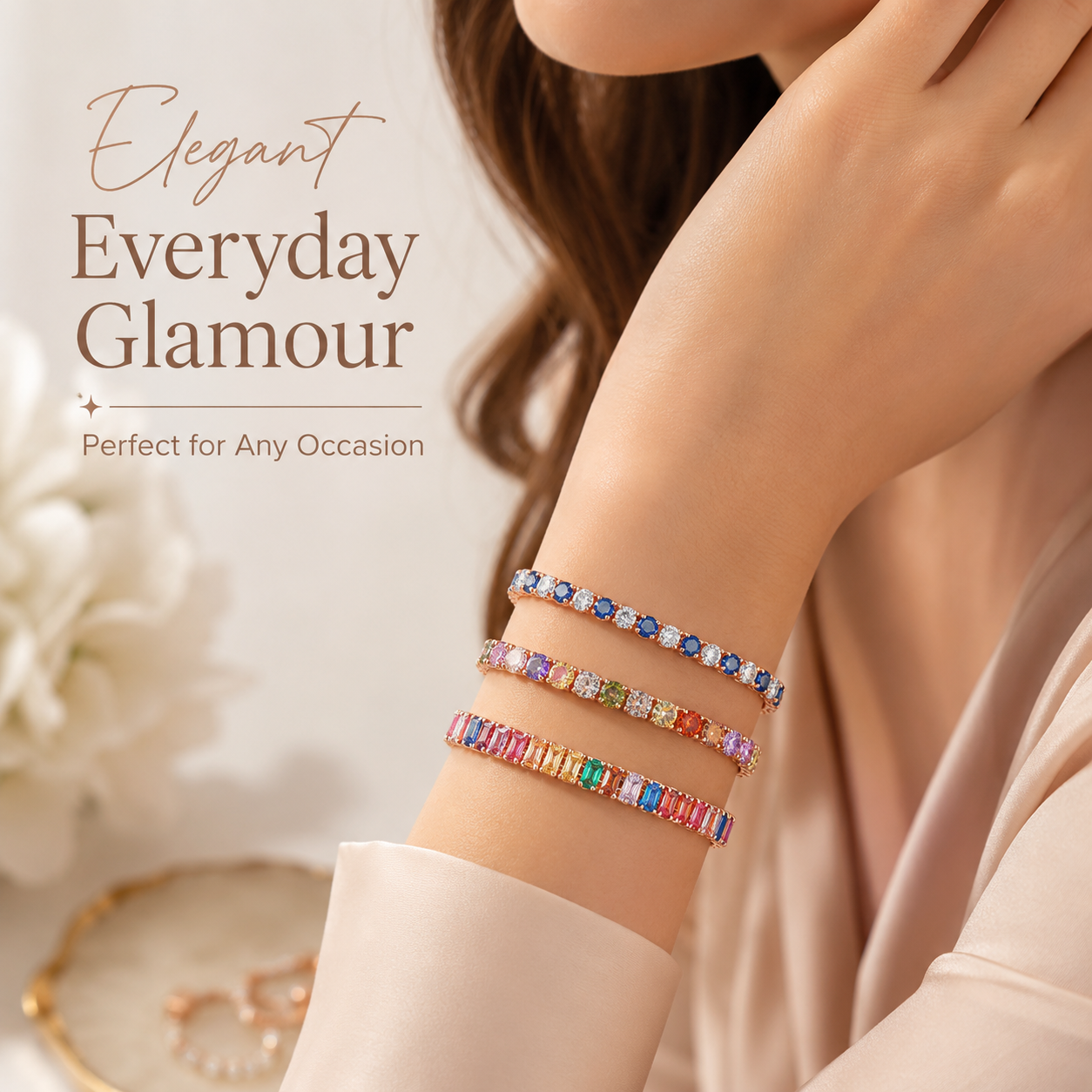 Rainbow Cubic Zirconia Tennis Bracelet