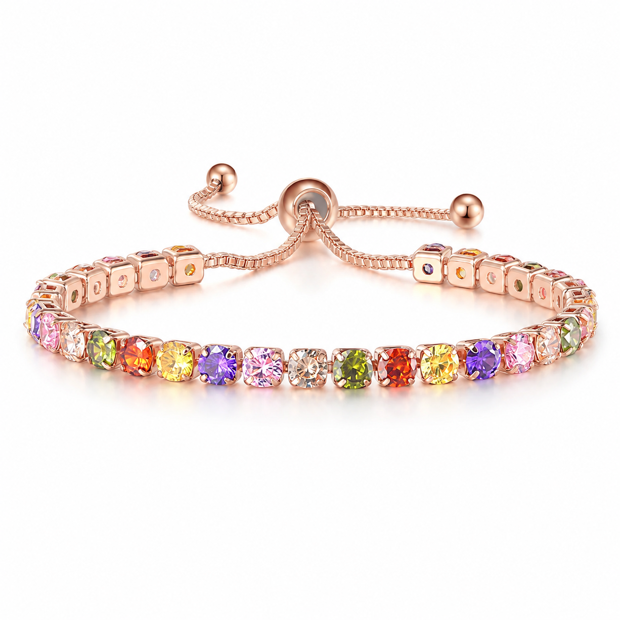 Rainbow Cubic Zirconia Tennis Bracelet