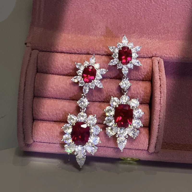 Red & White Dangle Earrings