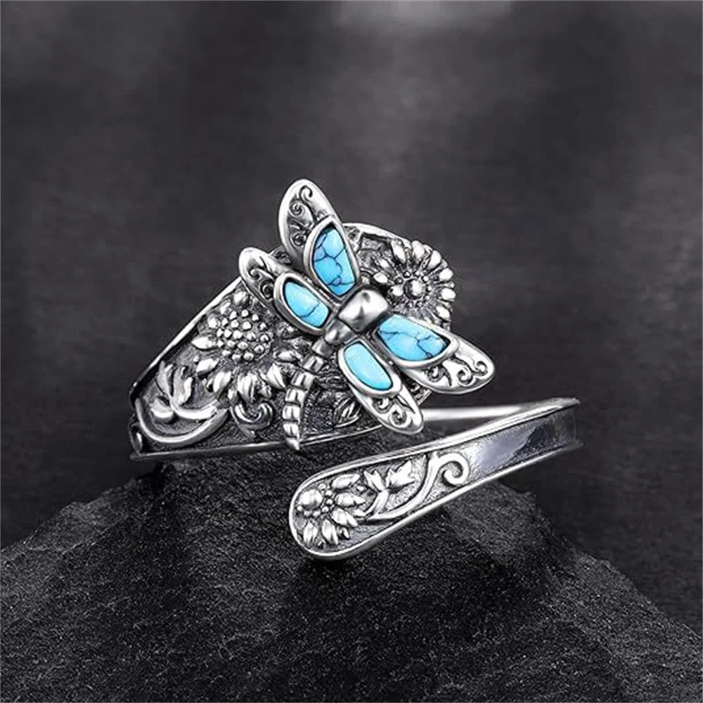 Vintage Dragonfly Turquoise Ring