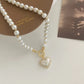 Elegant Heart Pearl Necklace