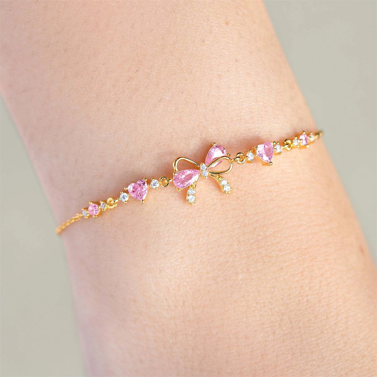 Zircon Butterfly Pink Bracelet