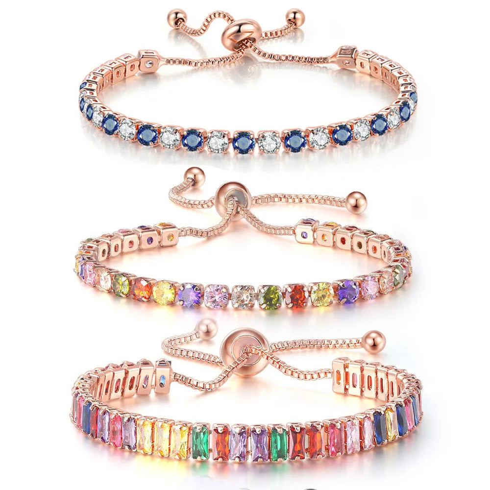 Rainbow Cubic Zirconia Tennis Bracelet