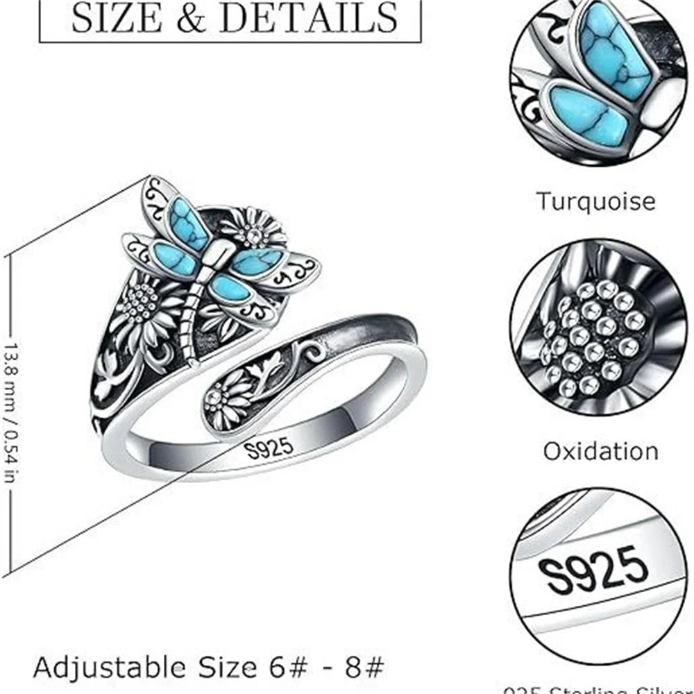 Vintage Dragonfly Turquoise Ring
