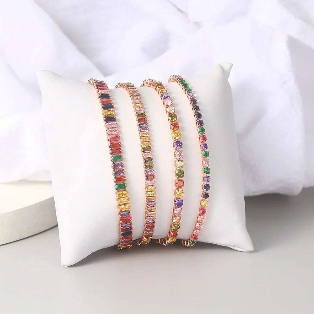 Rainbow Cubic Zirconia Tennis Bracelet