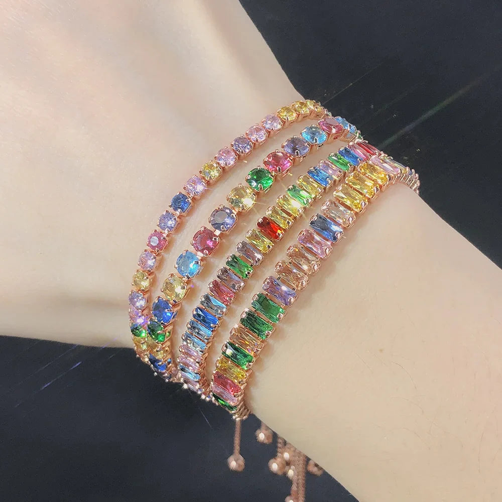 Rainbow Cubic Zirconia Tennis Bracelet