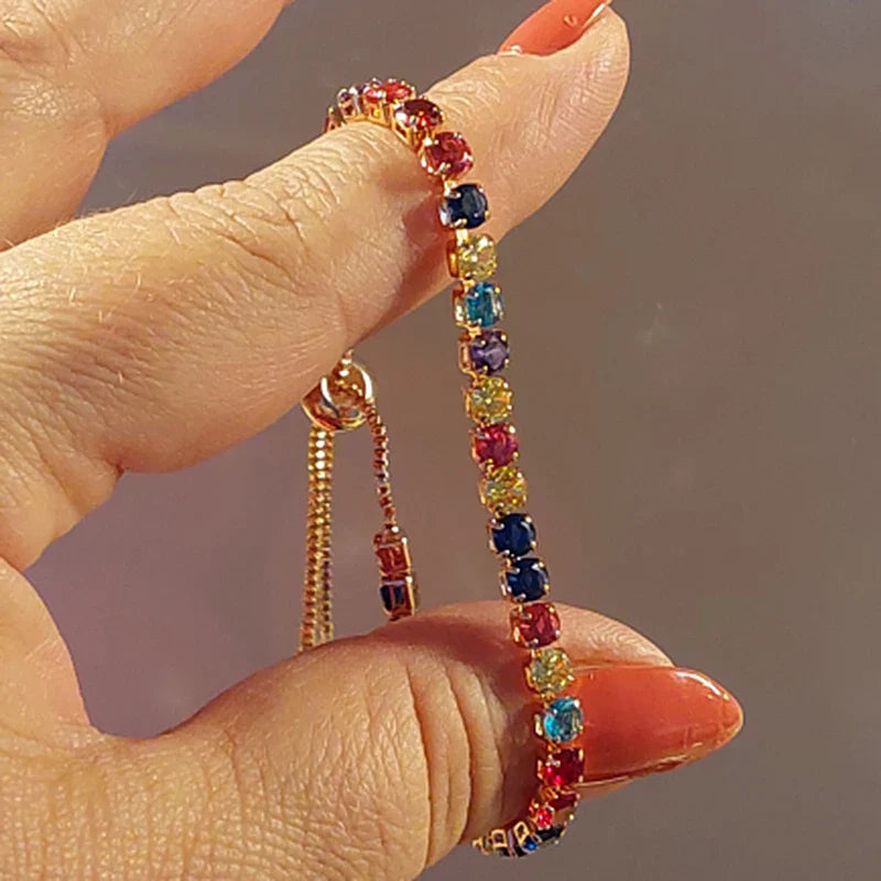 Rainbow Cubic Zirconia Tennis Bracelet