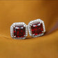 Red Cubic Zirconia Stud Earrings