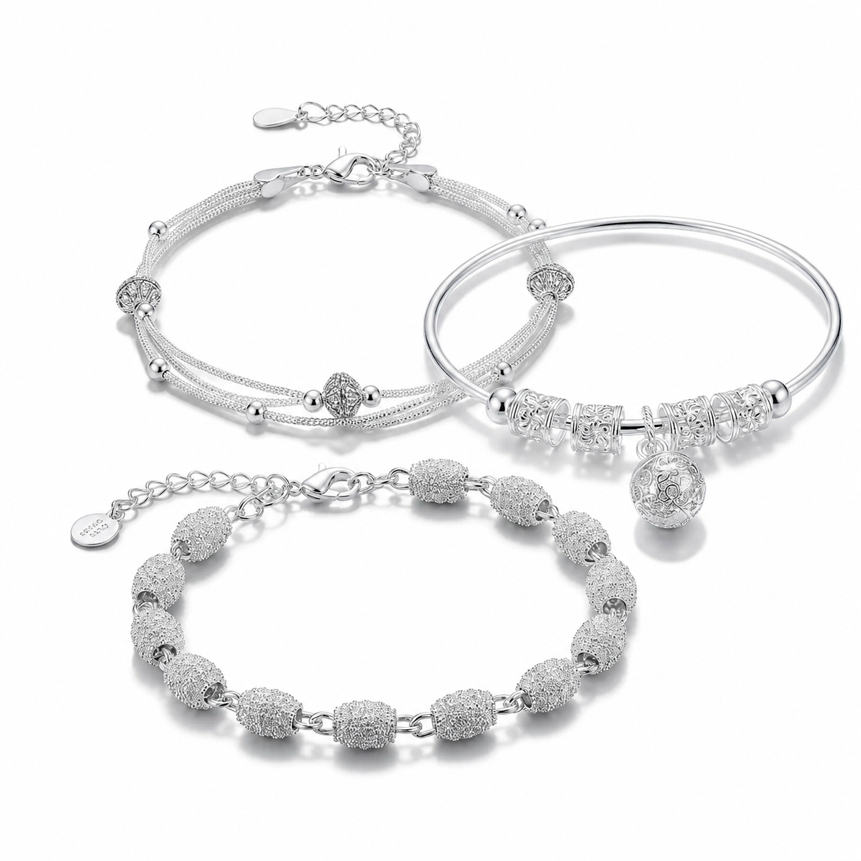 Elegant Silver Charm Bracelet