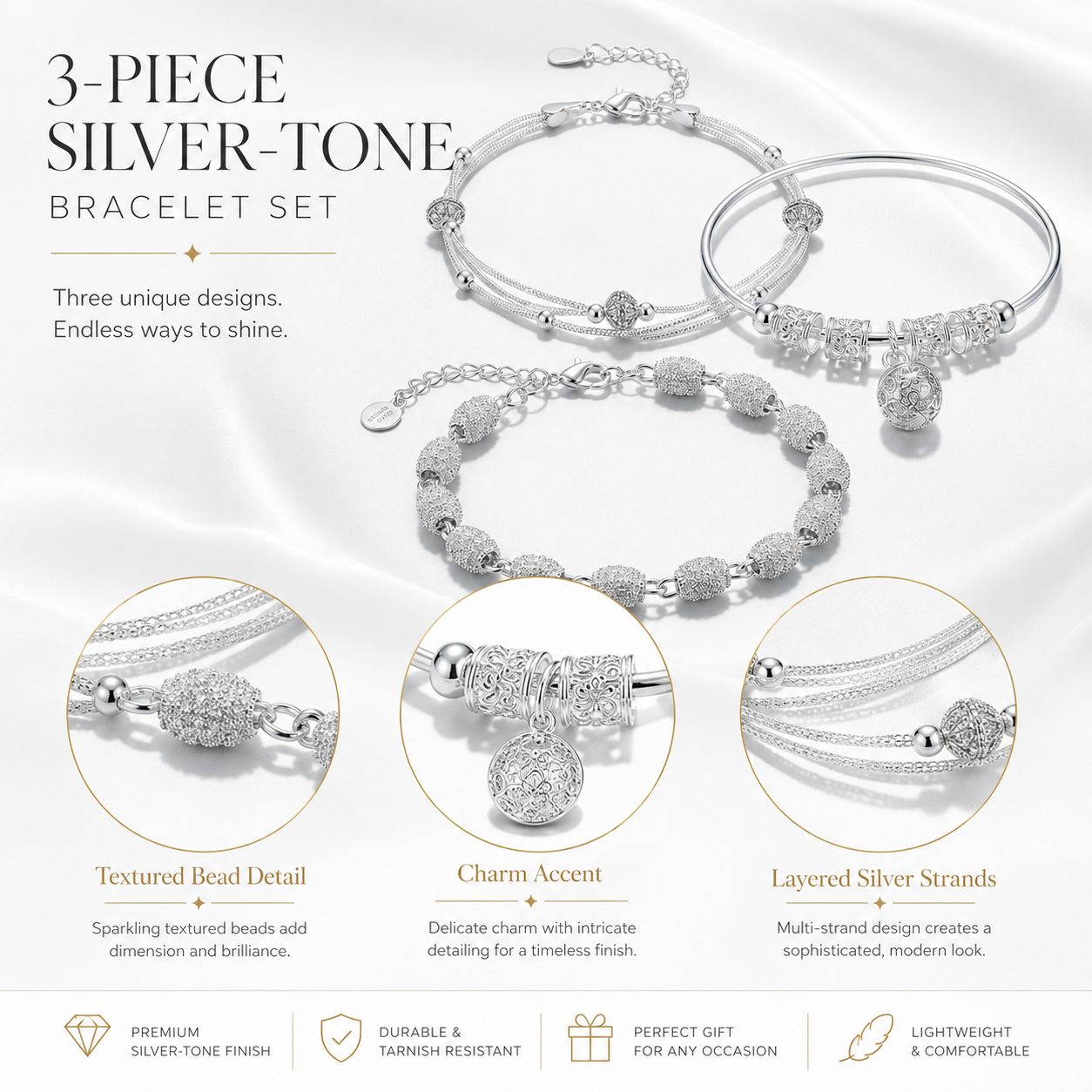 Elegant Silver Charm Bracelet