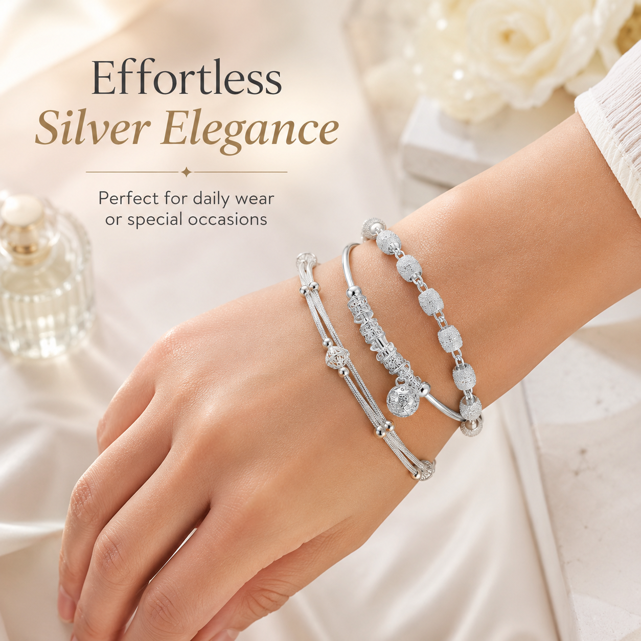 Elegant Silver Charm Bracelet
