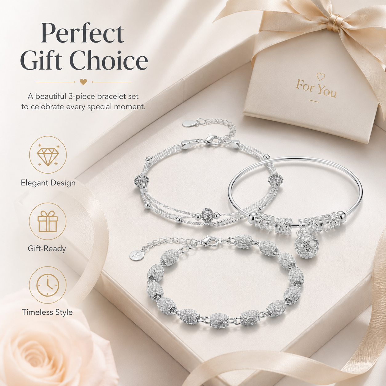 Elegant Silver Charm Bracelet