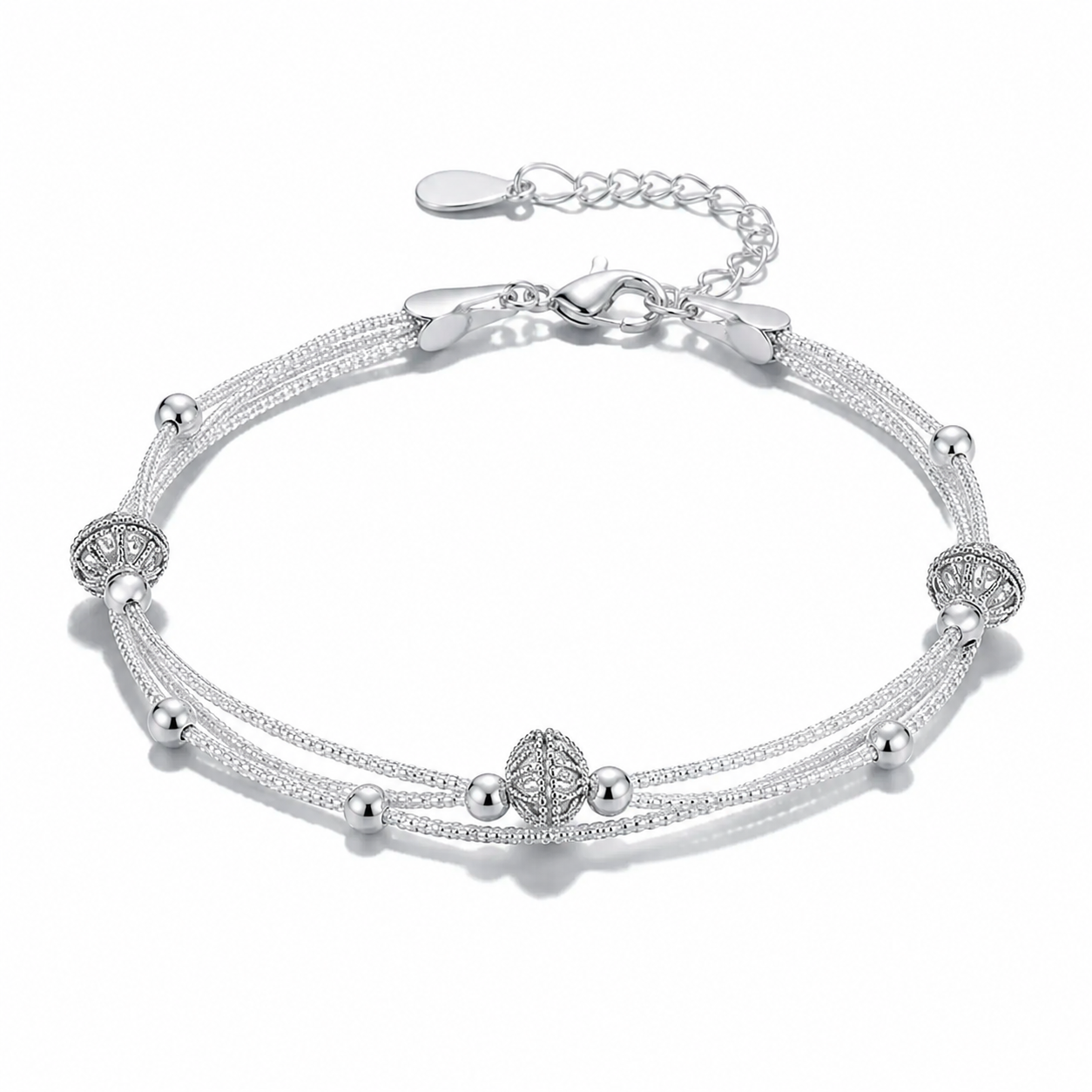 Elegant Silver Charm Bracelet