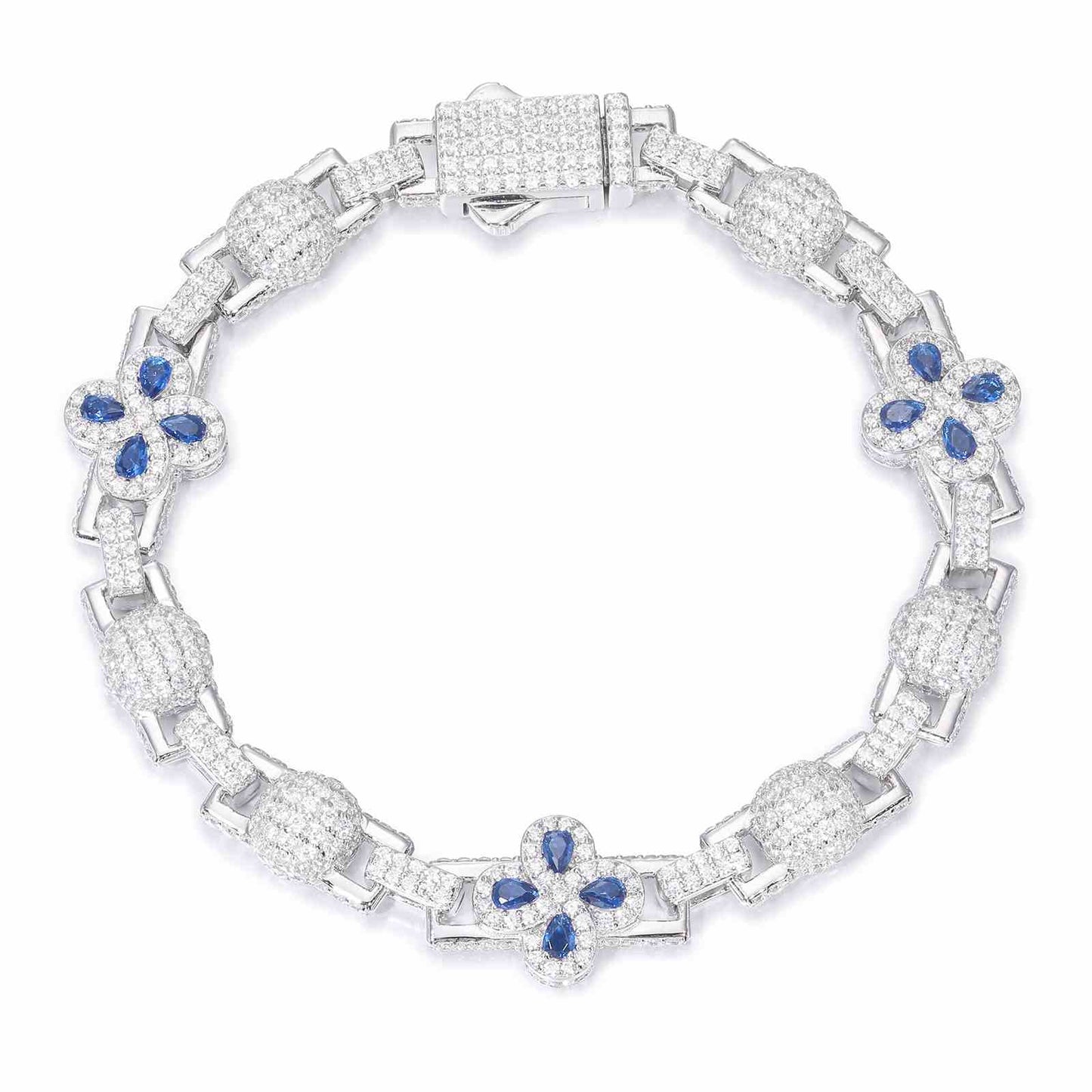 11mm Pear Cut CZ Four Leaf Clover Bracelet