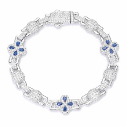 11mm Pear Cut CZ Four Leaf Clover Bracelet