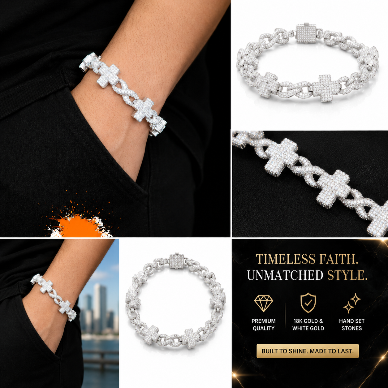 8mm Infinity Cross Cuban Link Bracelet
