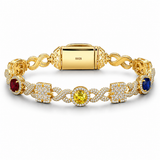 14mm 925 Moissanite Diamond Colorful CZ Maltese Link Bracelet