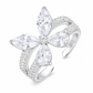 925 Sterling Silver Pear Cut 5A Cubic Zirconia Ice Out Butterfly Ring