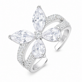 925 Sterling Silver Pear Cut 5A Cubic Zirconia Ice Out Butterfly Ring