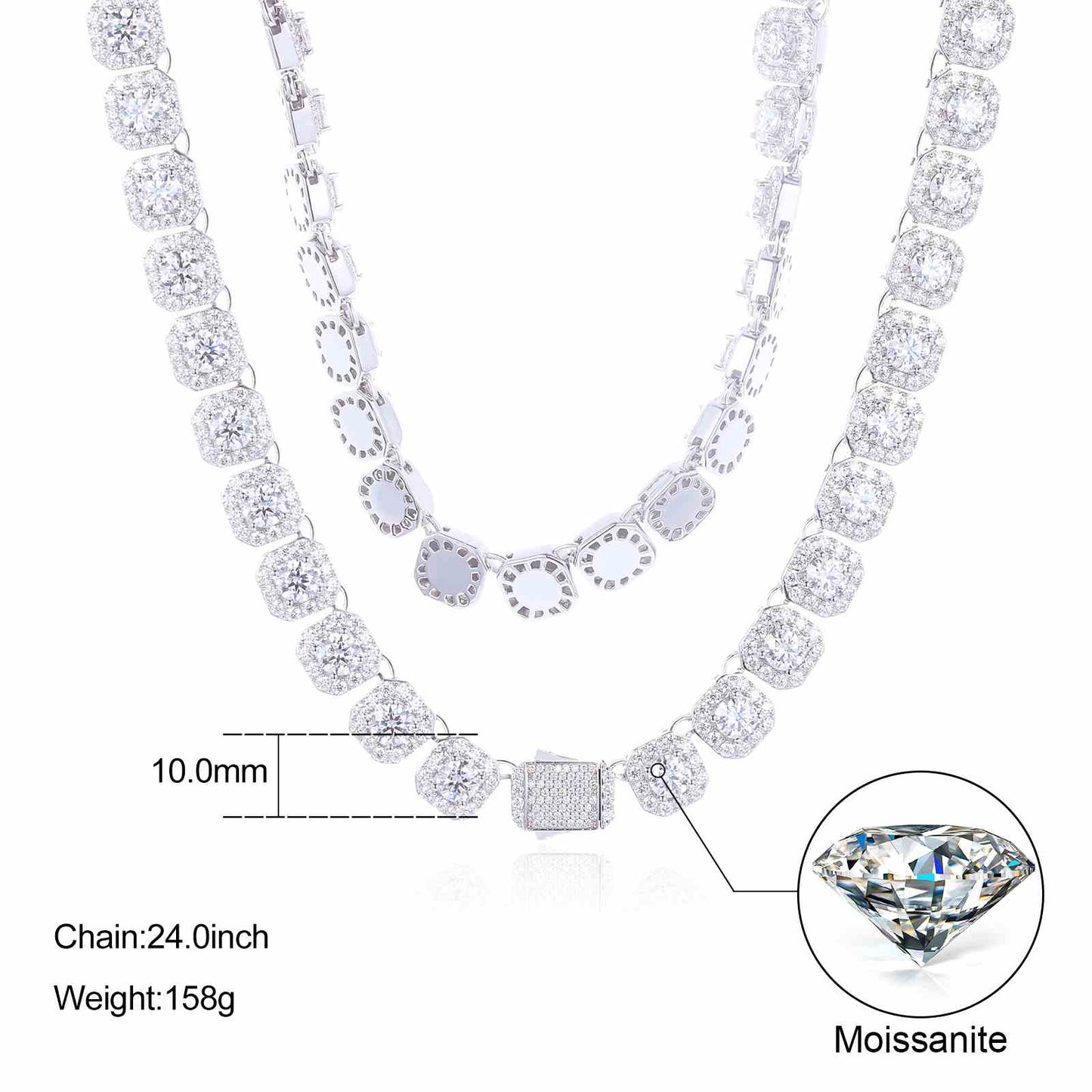 10mm Square Tennis Chain