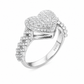 925 Silver Moissanite Gold Pave Heart Ring for Women