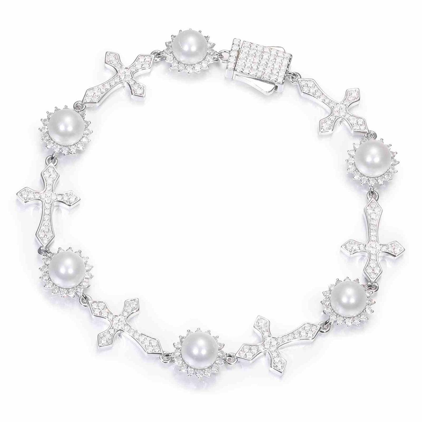 white gold cross bracelet
