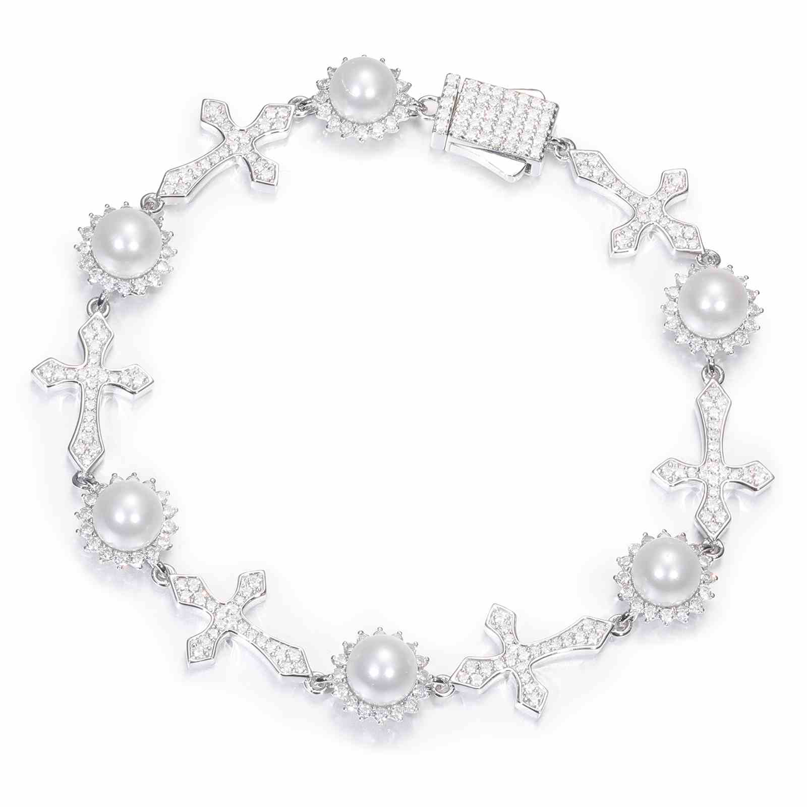 white gold cross bracelet
