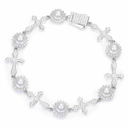 white gold cross bracelet
